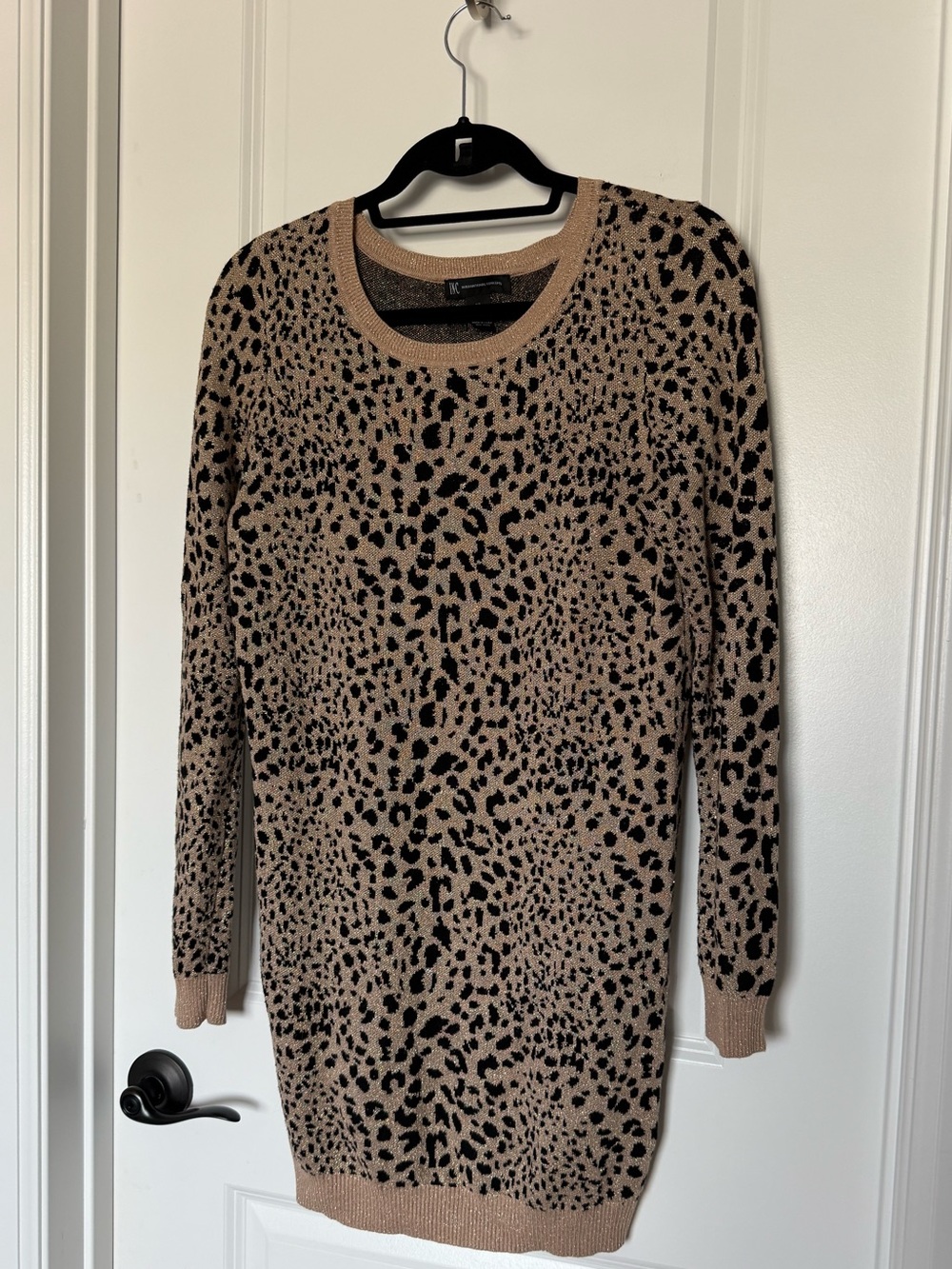 INC International Concepts Taupe and Black Leopard Tunic Sweater